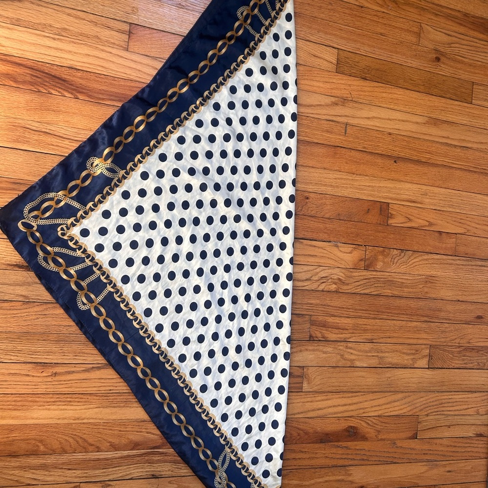 Vintage Chic Navy and White Polka Dot Scarf